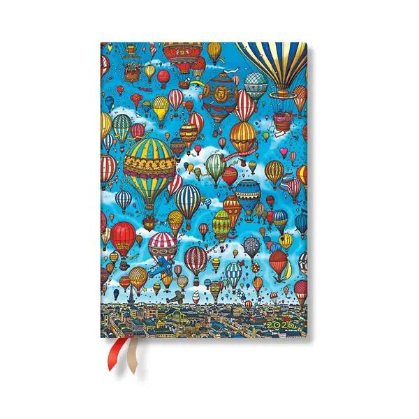 Paperblanks Планер Balloon Festival, Midi, 1 ден на страница, мека корица, 216 листа, за 2026 година
