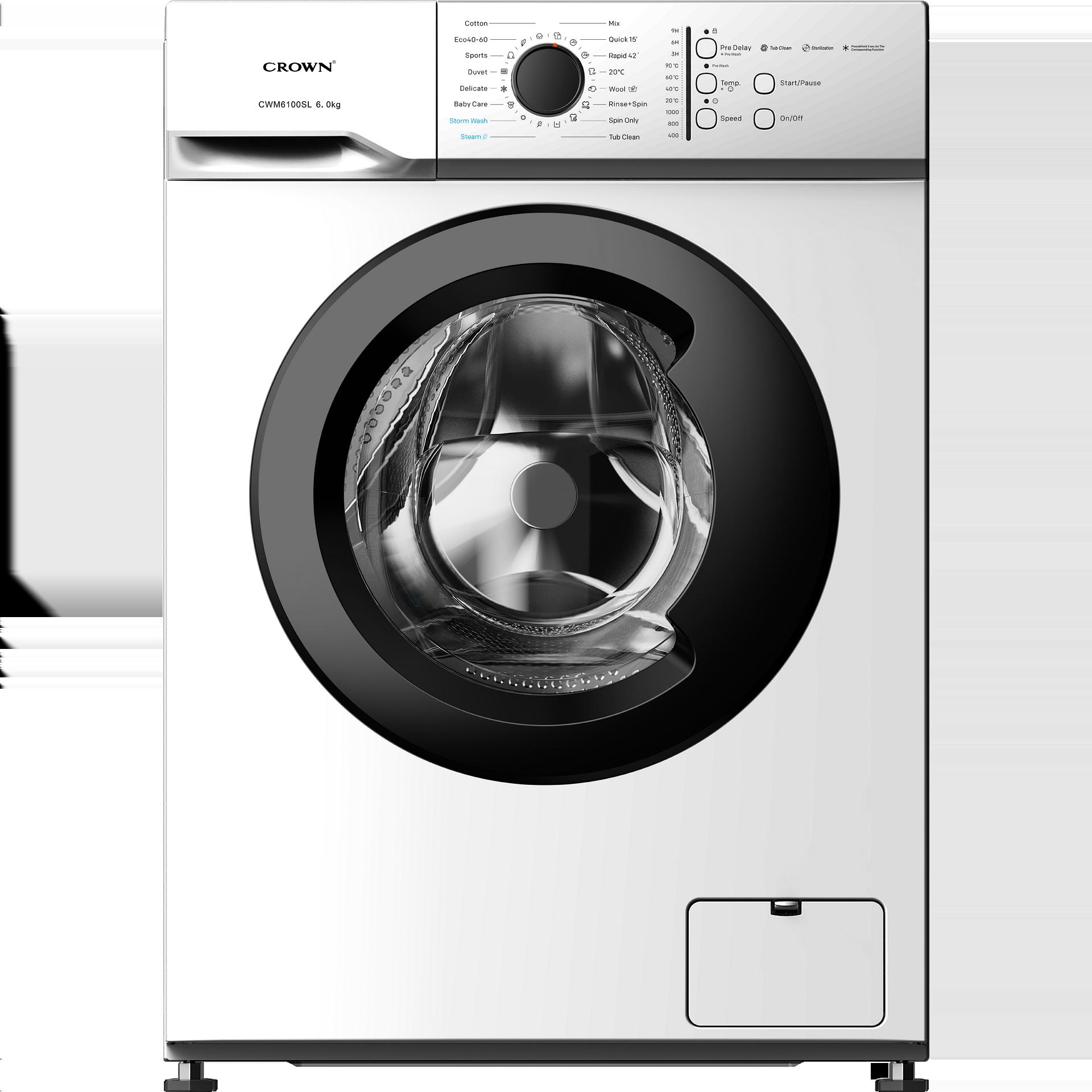 Пералня Crown CWM6100SL , 1000 об./мин., 6.00 kg, A , Бял
