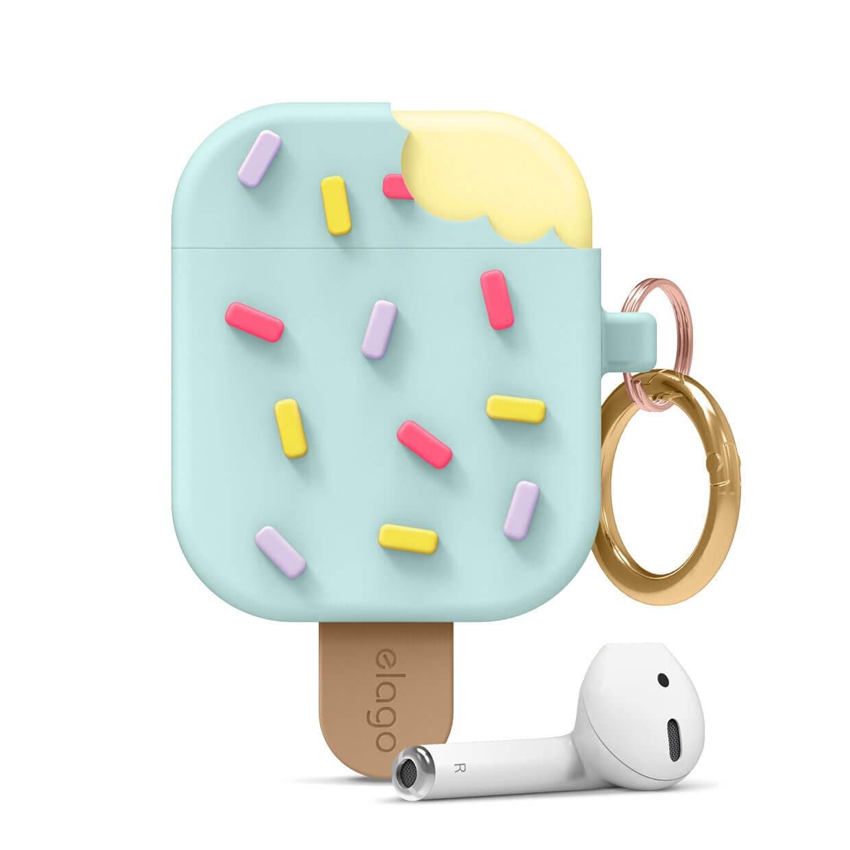 Силиконов калъф с карабинер за Apple Airpods и Apple Airpods 2 (светлозелен) - Elago Airpods Ice Cream Design Silicone Case | JAR Computers Силиконов калъф с карабинер за Apple Airpods и Apple Airpods 2 (светлозелен) - Elago Airpods Ice Cream Design Silicone Case