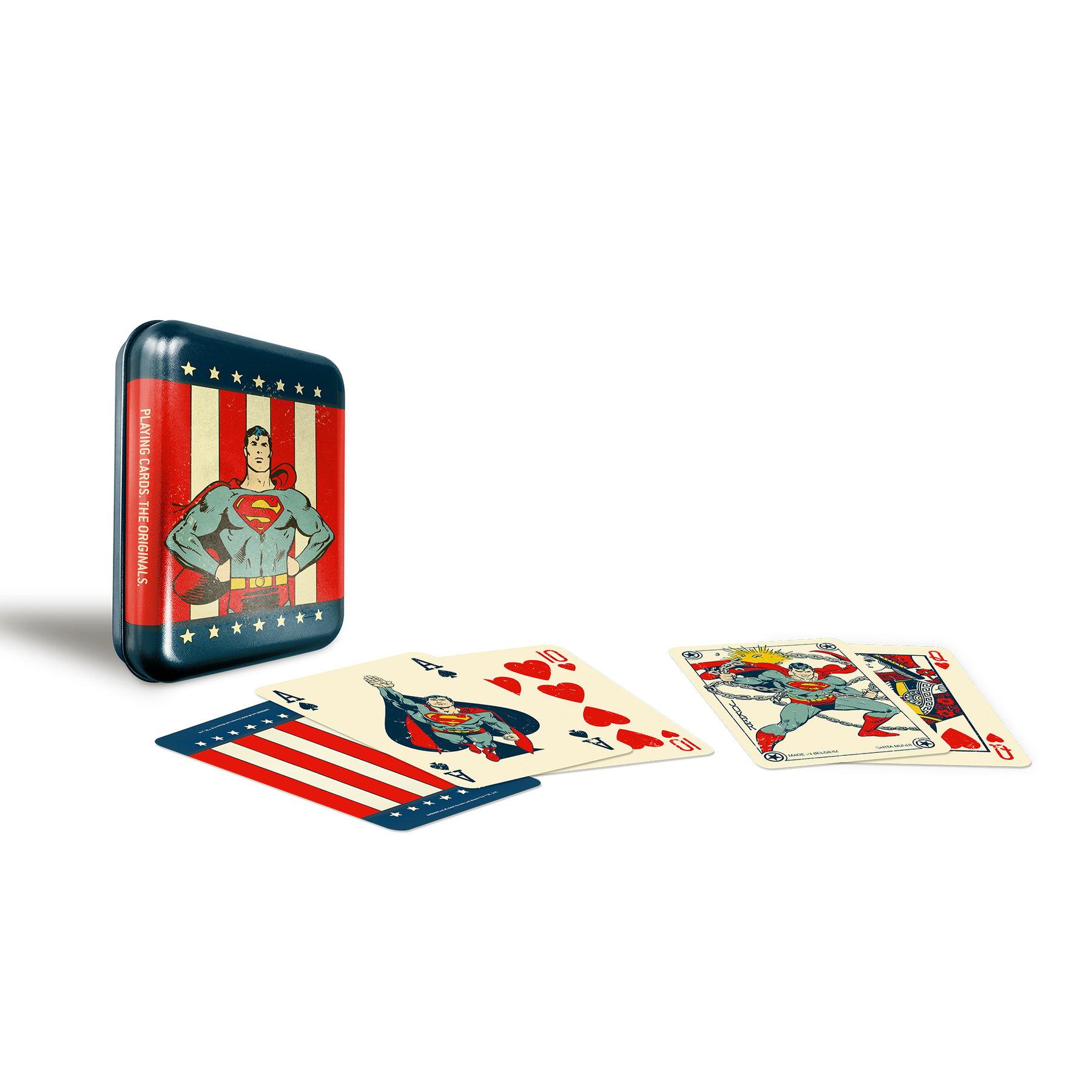 Cartamundi Карти за игра Superman Vintage, в метална кутия | JAR Computers Cartamundi Карти за игра Superman Vintage, в метална кутия