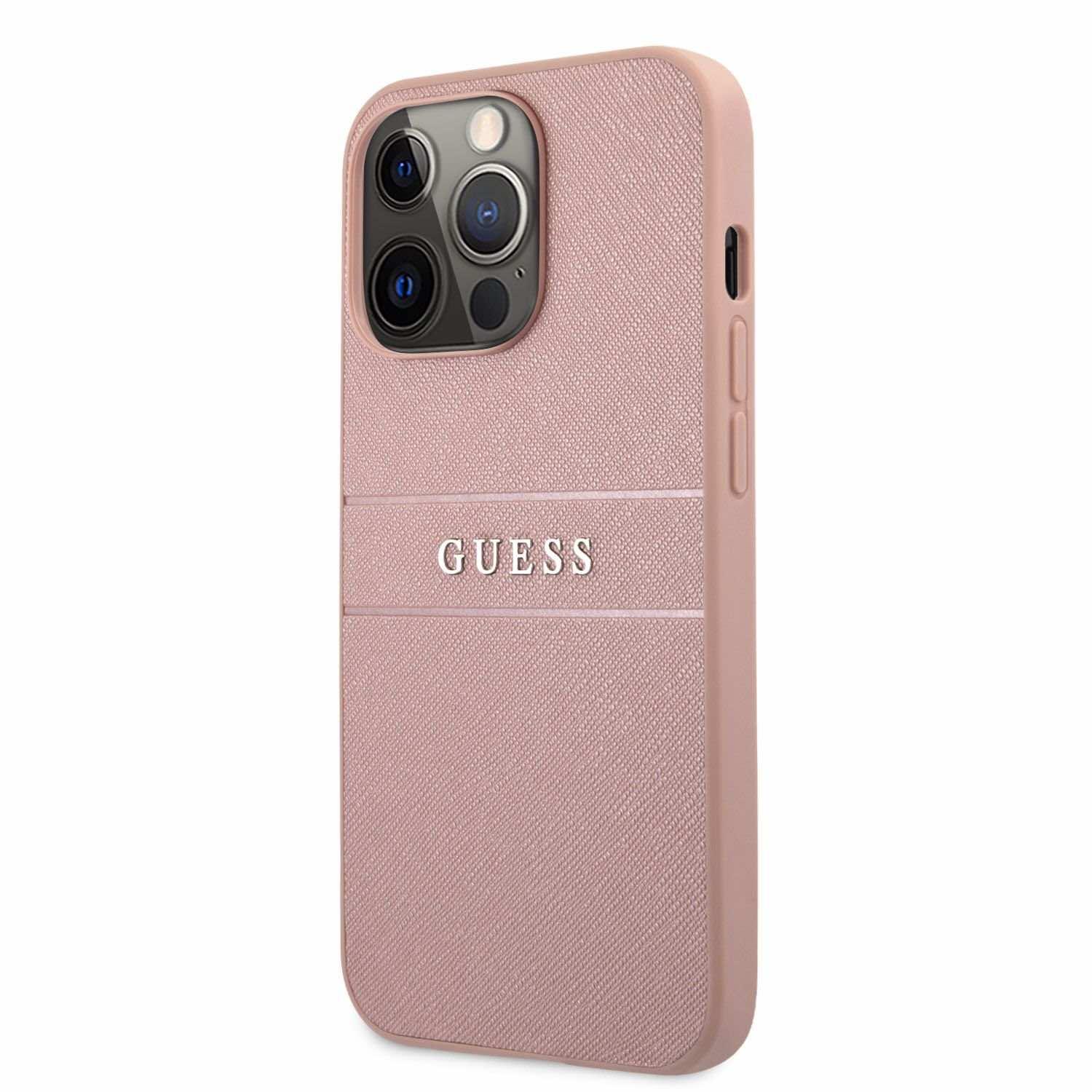 Дизайнерски кожен кейс за iPhone 13 Pro - Guess Saffiano PU Leather Hard Case (розов) | JAR Computers Дизайнерски кожен кейс за iPhone 13 Pro - Guess Saffiano PU Leather Hard Case (розов)