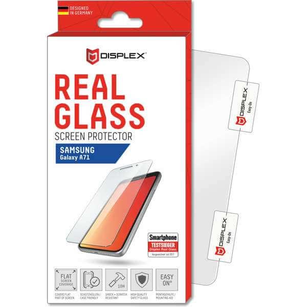 Калено стъклено защитно покритие за дисплея на Samsung Galaxy A71 - Displex Real Glass 10H Protector 2D (прозрачен) | JAR Computers Калено стъклено защитно покритие за дисплея на Samsung Galaxy A71 - Displex Real Glass 10H Protector 2D (прозрачен)