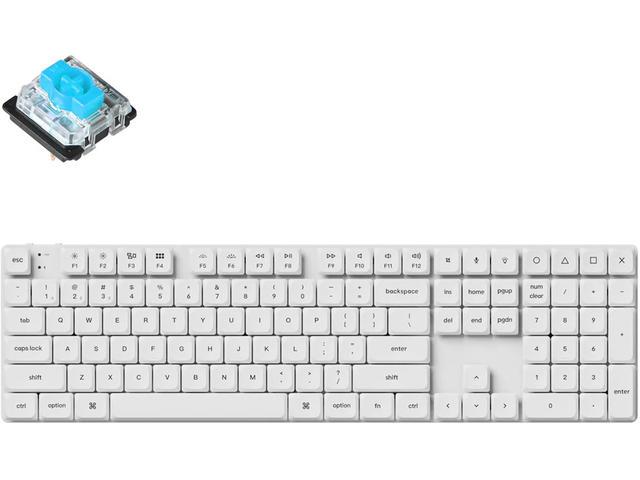 Keychron K5 Pro White QMK/VIA Full-Size Low-Profile Gateron Blue Switches White Backlight