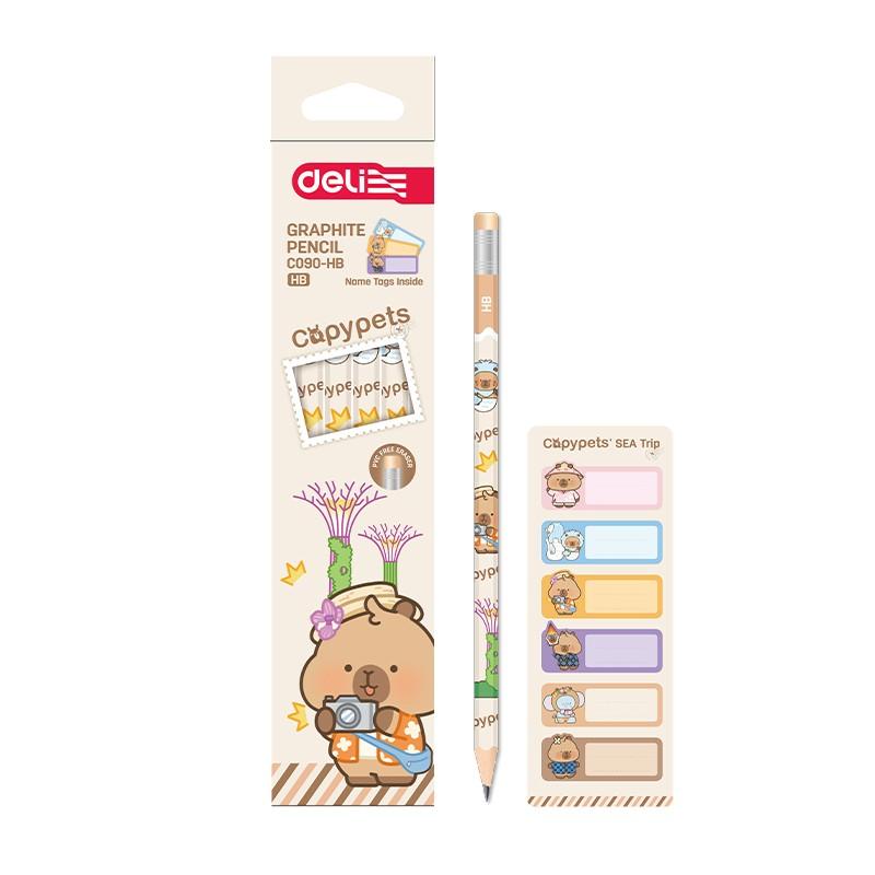 Молив с гума Deli Capypets EC090-HB, шестоъгълно тяло, HB | JAR Computers Молив с гума Deli Capypets EC090-HB, шестоъгълно тяло, HB