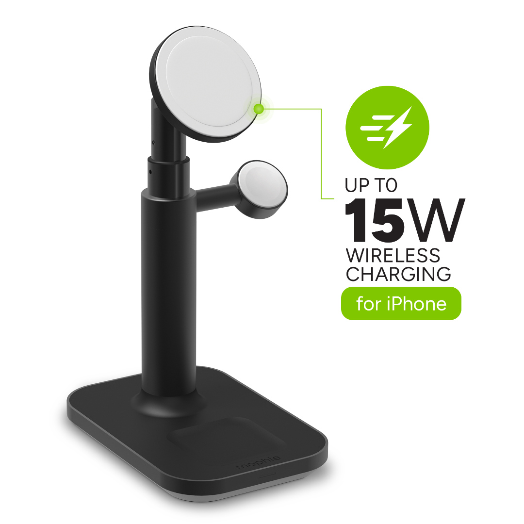 Зарядно Мophie UNV WRLS MagSafe 3N1 Extendable Stand Grey EU 15W wireless charging (MFi) official MagSafe module | JAR Computers Зарядно Мophie UNV WRLS MagSafe 3N1 Extendable Stand Grey EU 15W wireless charging (MFi) official MagSafe module