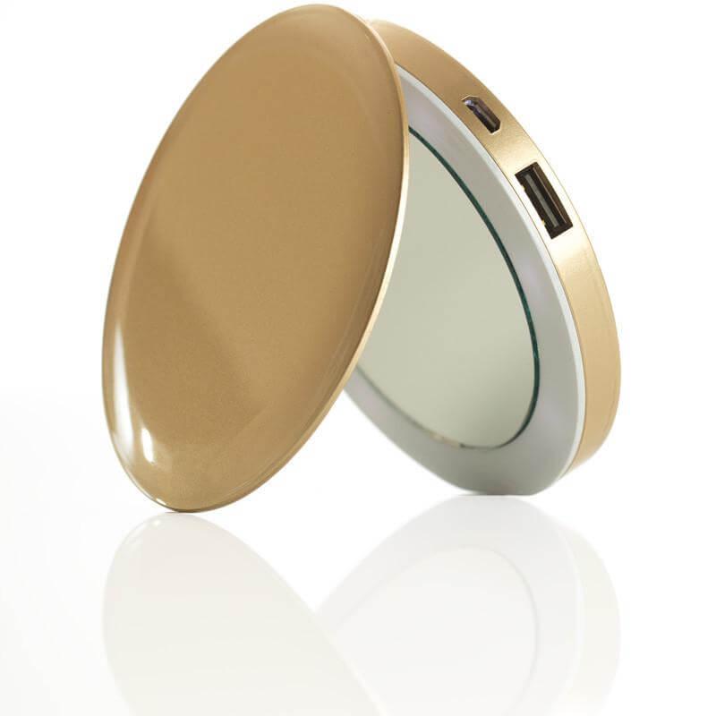 Джобна външна батерия с огледало и LED светлина - Hyper Pearl Make-Up Mirror And Power Bank 3000mAh (златист) | JAR Computers Джобна външна батерия с огледало и LED светлина - Hyper Pearl Make-Up Mirror And Power Bank 3000mAh (златист)