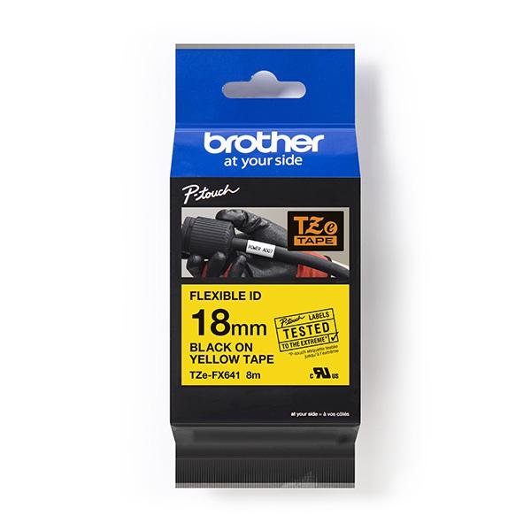 ЛЕНТА ЗА ЕТИКЕТНИ ПРИНТЕРИ BROTHER ТИП TZE FLEXI - 18 mm x 8 m - BLACK ON YELLOW FLEXIBLE ID - PN TZEFX641 (TZE-FX641) | JAR Computers ЛЕНТА ЗА ЕТИКЕТНИ ПРИНТЕРИ BROTHER ТИП TZE FLEXI - 18 mm x 8 m - BLACK ON YELLOW FLEXIBLE ID - PN TZEFX641 (TZE-FX641)