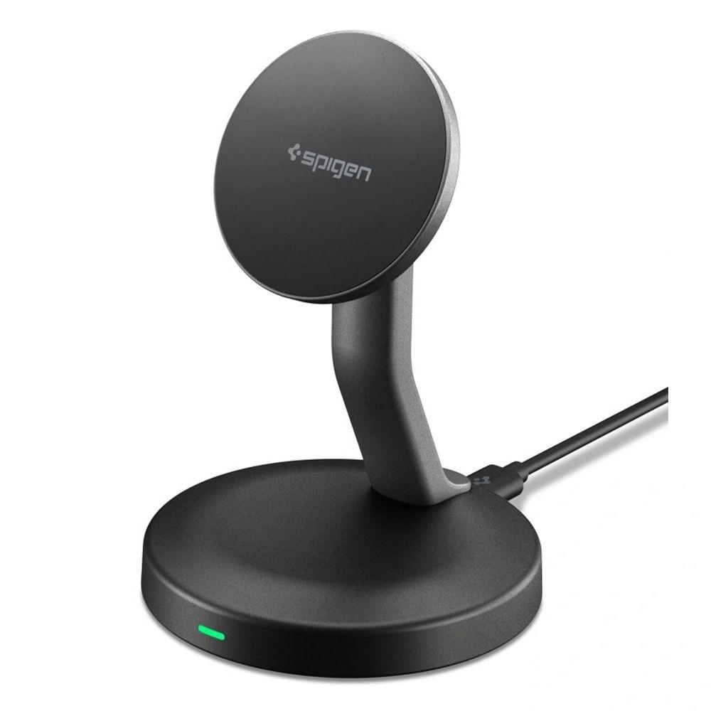 Поставка (пад) за безжично зареждане за iPhone с Magsafe - Spigen Essential MagSafe Wireless Charger 15W (черен) | JAR Computers Поставка (пад) за безжично зареждане за iPhone с Magsafe - Spigen Essential MagSafe Wireless Charger 15W (черен)