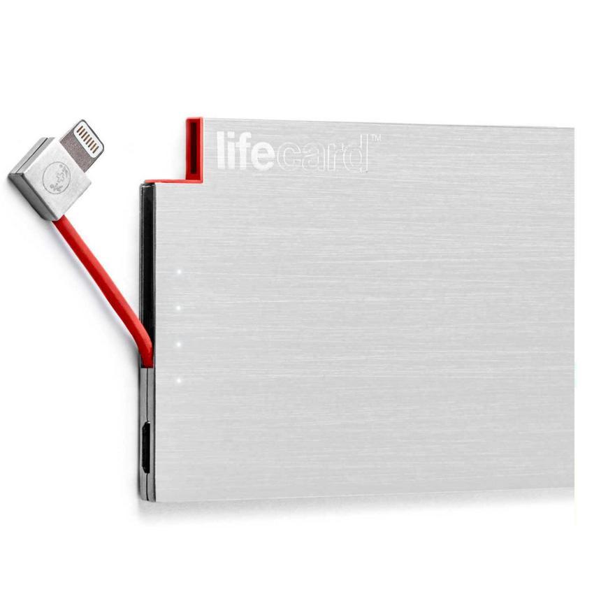 Преносима стоманена външна батерия 1500 mAh с Lightning кабел - PlusUs LifeCard Ultra-Portable PowerBank 1500 (сребрист) | JAR Computers Преносима стоманена външна батерия 1500 mAh с Lightning кабел - PlusUs LifeCard Ultra-Portable PowerBank 1500 (сребрист)