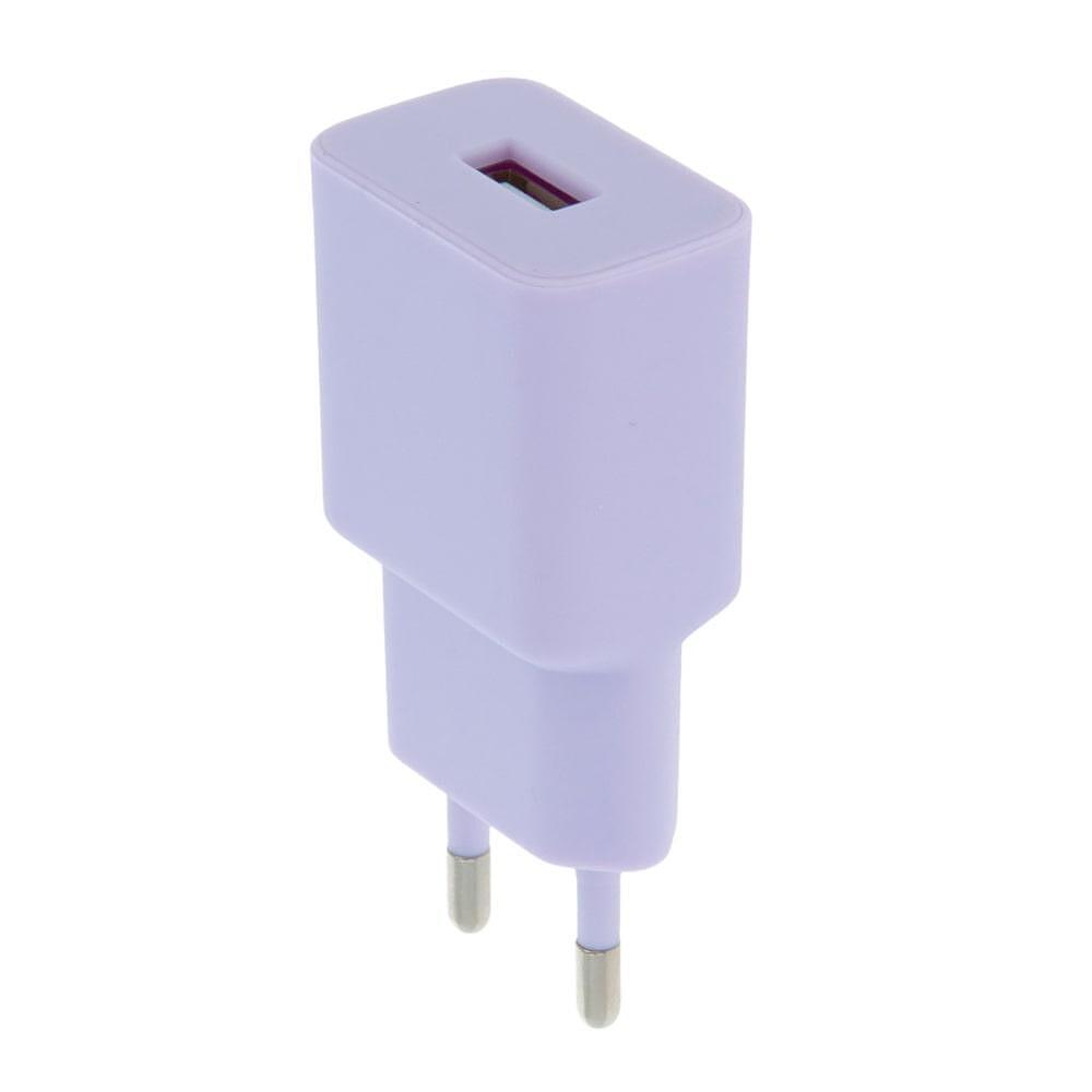 Setty зарядно 220V, USB-A порт, 2.4A, светло лилаво