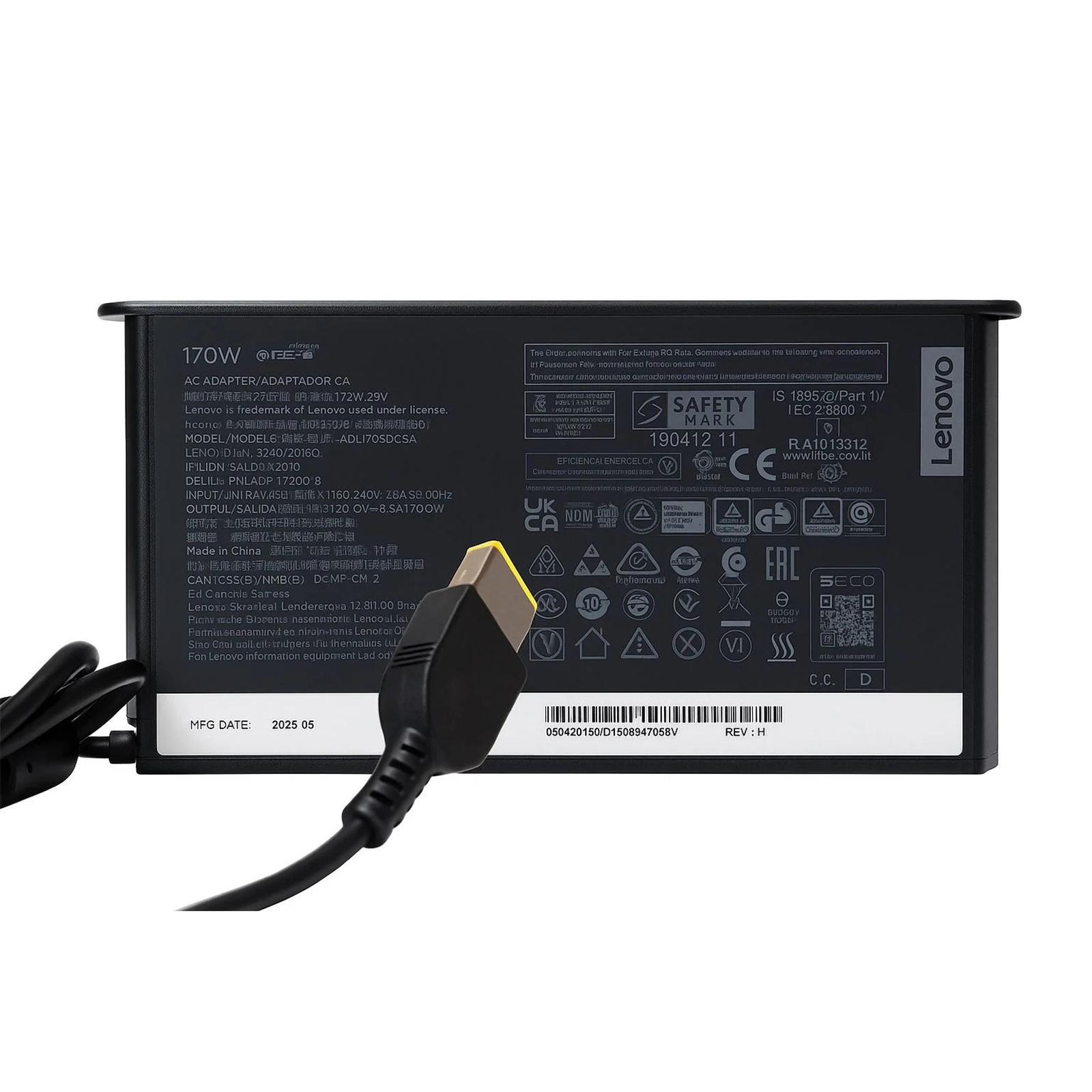 Оригинално Зарядно за лаптоп Lenovo - 20V / 8.5A / 170W - (Square Tip / Slim Design)