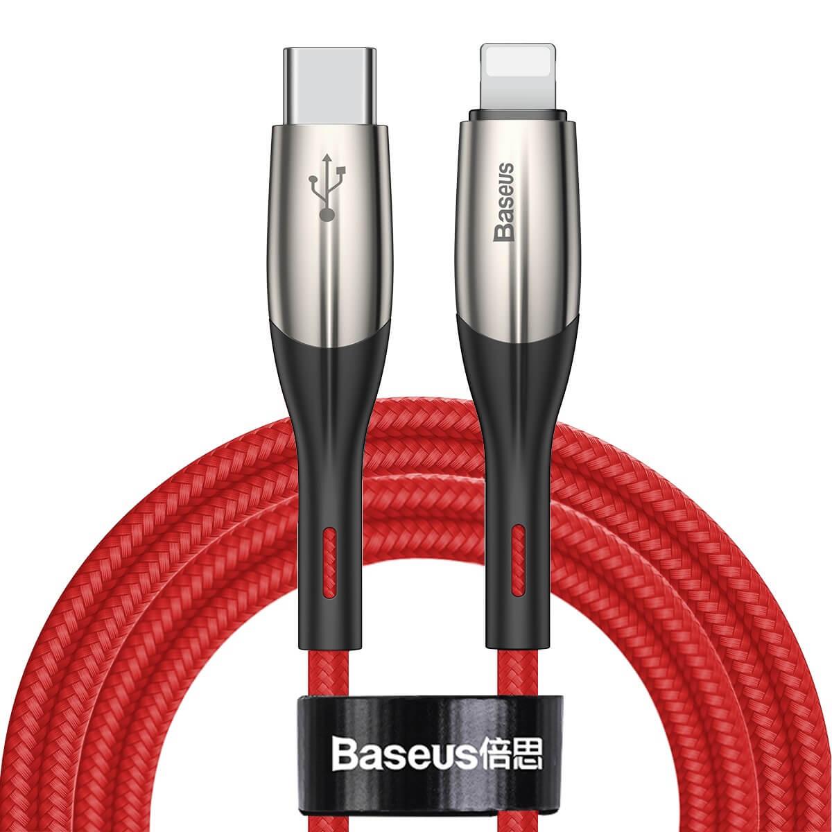 USB-C към Lightning кабел за Apple устройства с Lightning порт (100 см) - Baseus Horizontal USB-C to Lightning Cable (CATLSP-09) (червен) | JAR Computers USB-C към Lightning кабел за Apple устройства с Lightning порт (100 см) - Baseus Horizontal USB-C to Lightning Cable (CATLSP-09) (червен)