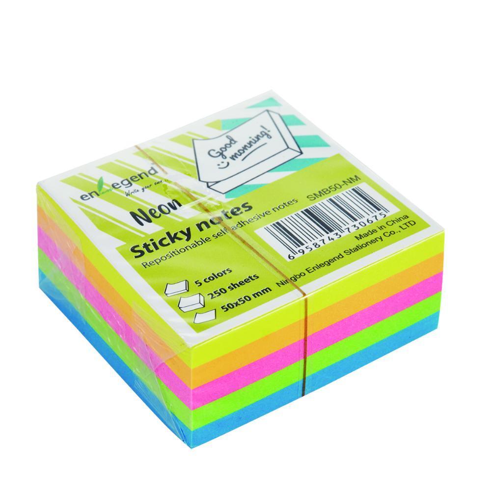 EnLegend Sticky notes 50X50, 250sh, neon 5 color mix (SMB50-NM) (ENLSMB50-NM)