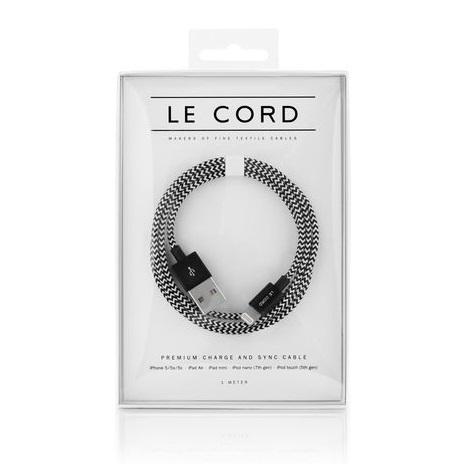 Кабел за утройства с Lightning порт - Le Cord Premium Lightning to USB Cable 120 cm (черен-бял) | JAR Computers Кабел за утройства с Lightning порт - Le Cord Premium Lightning to USB Cable 120 cm (черен-бял)