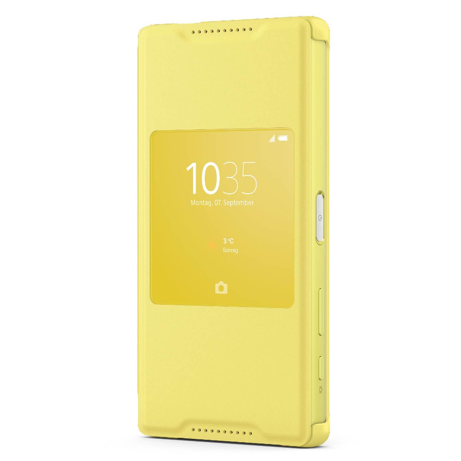 Оригинален кожен кейс и поставка за Xperia Z5 Compact - Sony Flip Case Smart Style Cover SCR44 (жълт) | JAR Computers Оригинален кожен кейс и поставка за Xperia Z5 Compact - Sony Flip Case Smart Style Cover SCR44 (жълт)