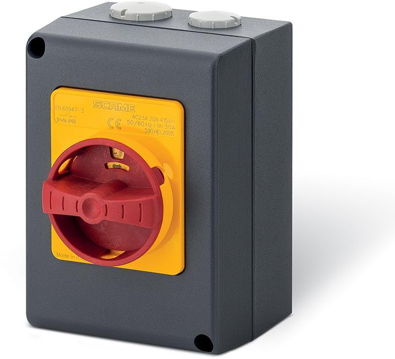 Пакетен прекъсвач Y1 20A 3P I-0 в алуминиева кутия 105x150x82mm IP66 Isolators Scame | JAR Computers Пакетен прекъсвач Y1 20A 3P I-0 в алуминиева кутия 105x150x82mm IP66 Isolators Scame