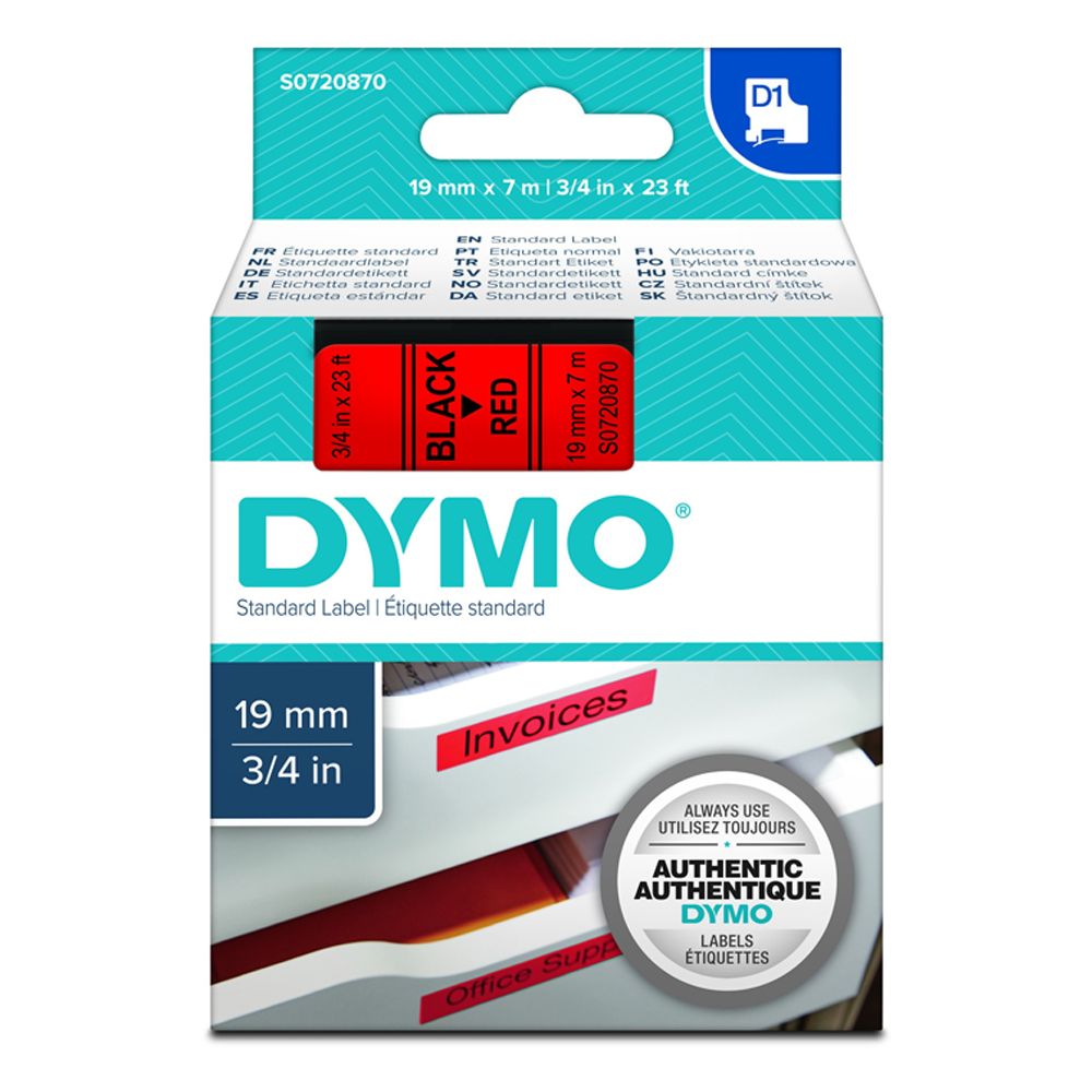 DYMO D1 (720910)TAPE 19mmX7m WHITE ON BLACK (S0720910) (DYMO45811)
