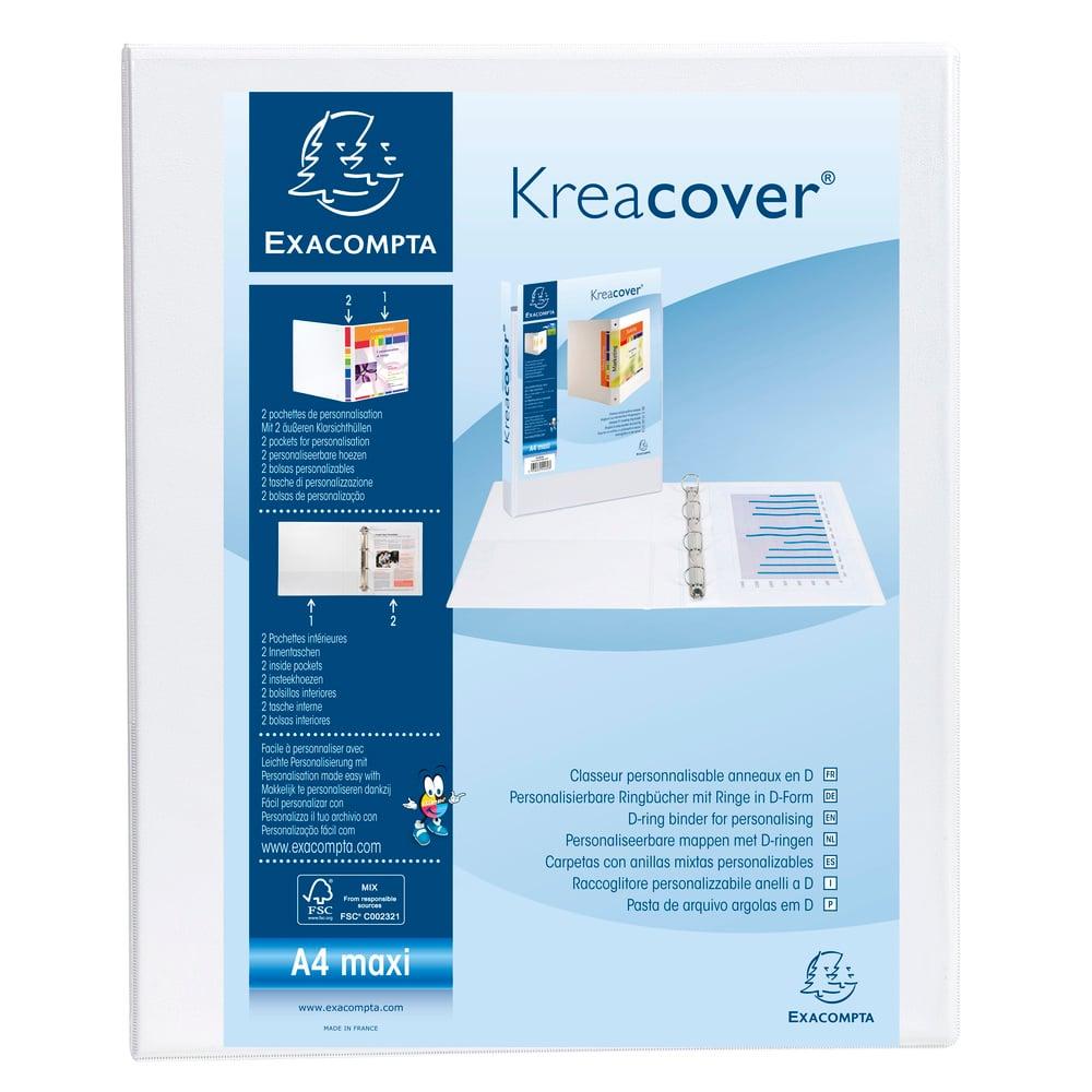 Exacompta Папка Kreacover, А4, с 4 ринга, 3 джоба, 38 mm, бяла