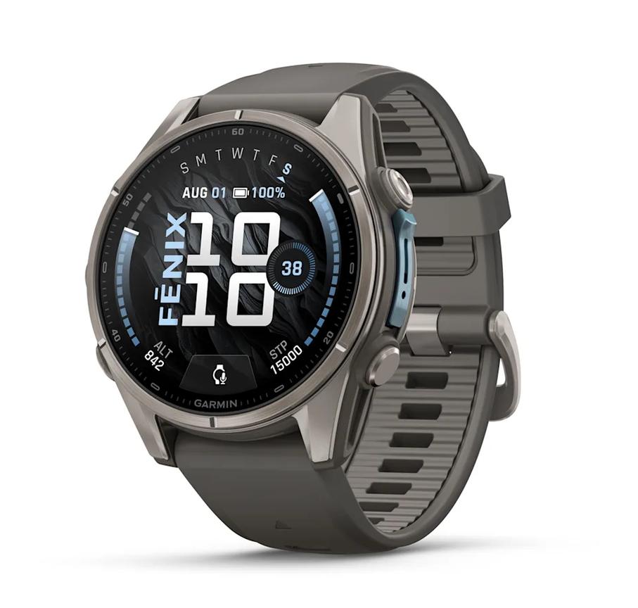 fēnix® 9 - 43 мм - Titanium с Pebble Grey силиконова каишка | JAR Computers fēnix® 9 - 43 мм - Titanium с Pebble Grey силиконова каишка
