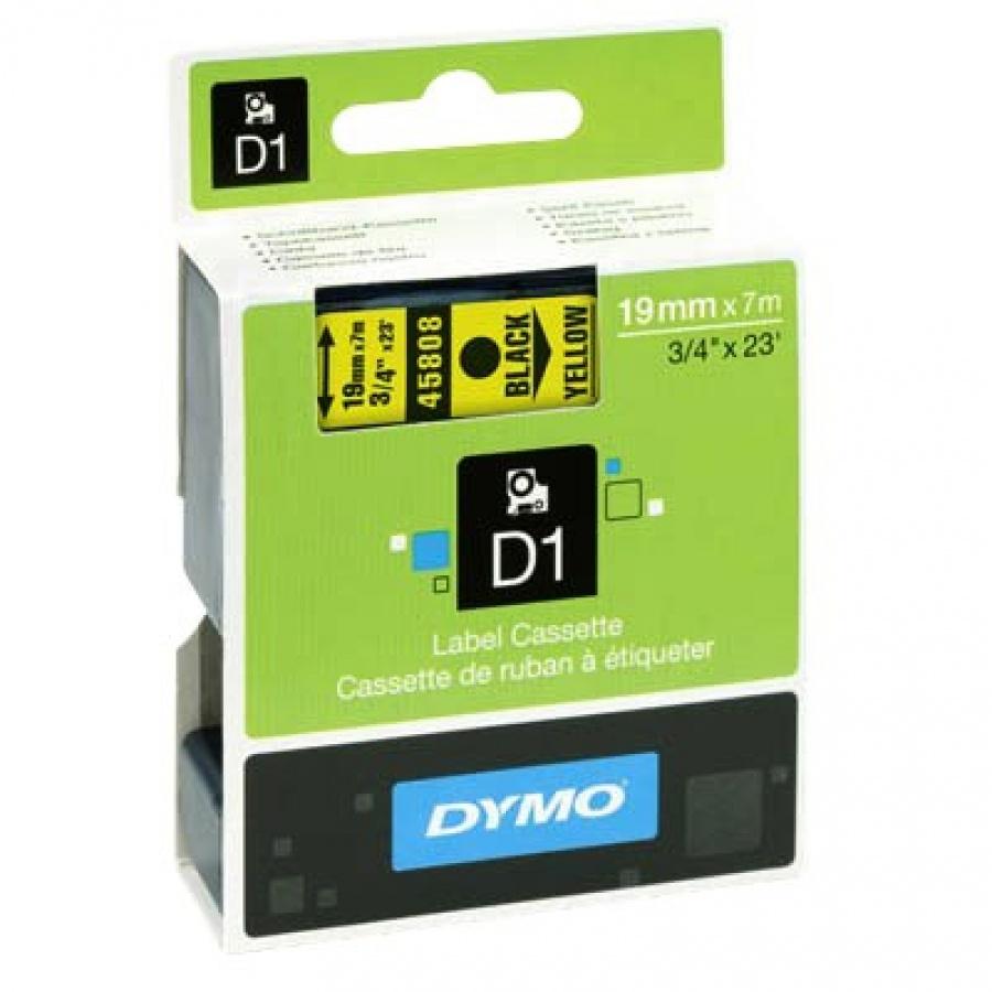 Касета с лента D1 за DYMO LabelManager 45808 полиестерна, 19 мм, черен печат на жълт фон | JAR Computers Касета с лента D1 за DYMO LabelManager 45808 полиестерна, 19 мм, черен печат на жълт фон