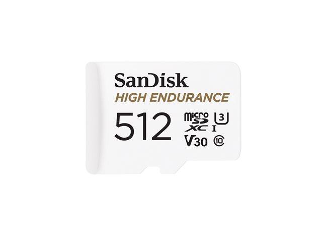 SANDISK High Endurance microSDXC 512GB + SD Adapter for dash cams & home monitoring up to 20000 Hours Full HD / 4K videos up to 10 | JAR Computers SANDISK High Endurance microSDXC 512GB + SD Adapter for dash cams & home monitoring up to 20000 Hours Full HD / 4K videos up to 10