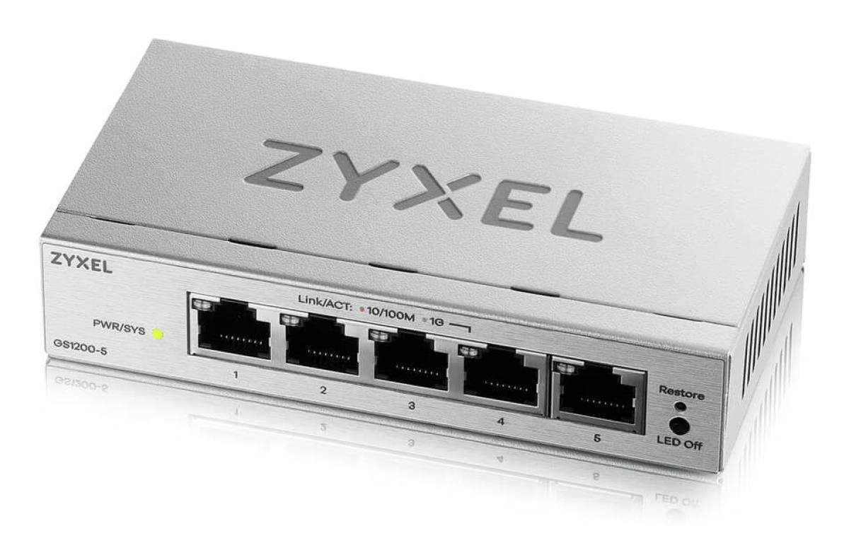 Zyxel GS1200-5V3 Managed L2 Gigabit Ethernet (10/100/1000) Desktop Grey | JAR Computers Zyxel GS1200-5V3 Managed L2 Gigabit Ethernet (10/100/1000) Desktop Grey
