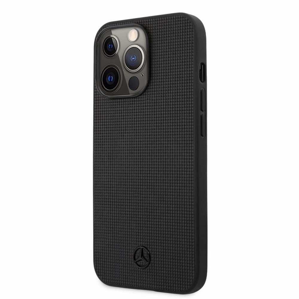 Дизайнерски кожен кейс (естествена кожа) за iPhone 13 Pro Max - Mercedes-Benz Genuine Leather Meshed Hard Case (черен) | JAR Computers Дизайнерски кожен кейс (естествена кожа) за iPhone 13 Pro Max - Mercedes-Benz Genuine Leather Meshed Hard Case (черен)