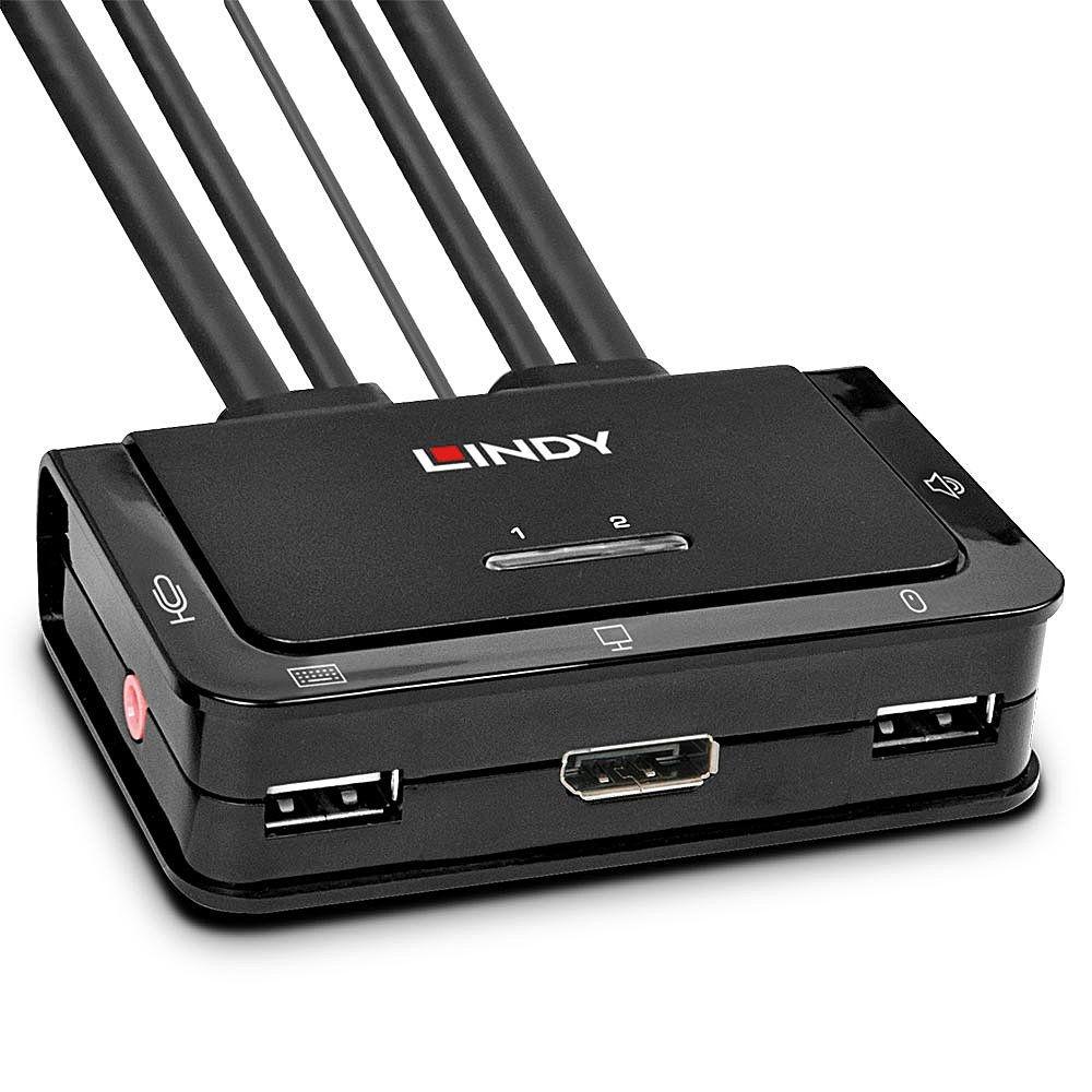 LINDY LNY-42344 :: 2-портов DisplayPort 1.2, USB 2.0 & Audio KVM превключвател