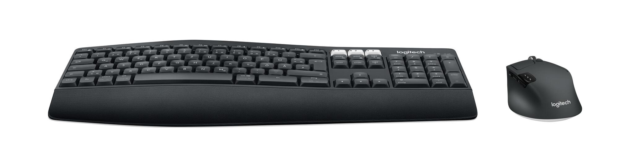 Logitech 920-008221 клавиатура Включена мишка Универсален RF Wireless + Bluetooth QWERTZ Немски Черен