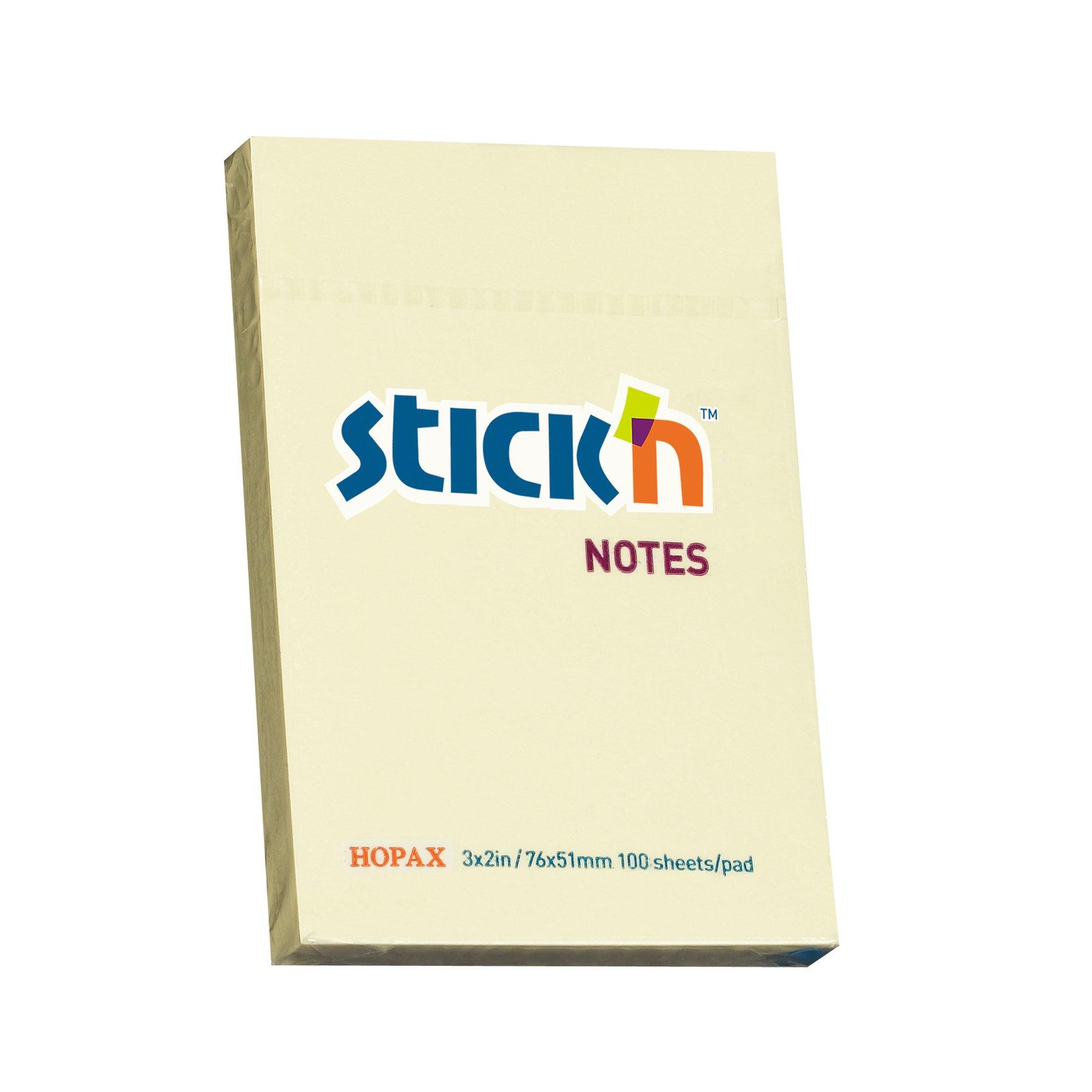 Stick'n Самозалепващи се листчета, 76 x 51 mm, пастелни, жълти, 100 листа