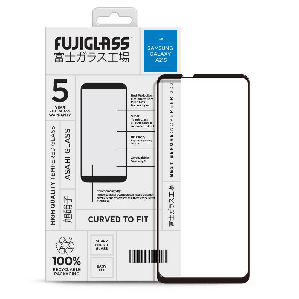 Калено стъклено защитно покритие за дисплея на Samsung Galaxy A21s - Fuji Curved-to-fit Screen Protector (прозрачен) | JAR Computers Калено стъклено защитно покритие за дисплея на Samsung Galaxy A21s - Fuji Curved-to-fit Screen Protector (прозрачен)