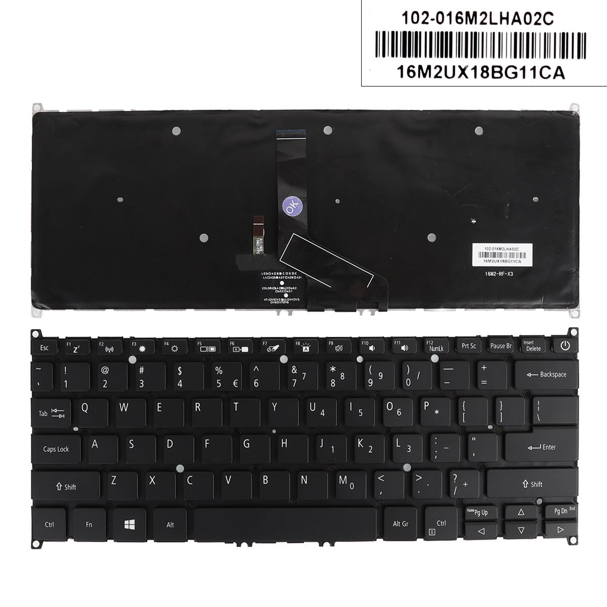 Клавиатура за лаптоп Acer Swift 3 SF313-51 SF313-51-A34Q SF313-51-A58U Черна Без Рамка С Подсветка / Black Without Frame With Backlit US/UK  | JAR Computers Клавиатура за лаптоп Acer Swift 3 SF313-51 SF313-51-A34Q SF313-51-A58U Черна Без Рамка С Подсветка / Black Without Frame With Backlit US/UK
