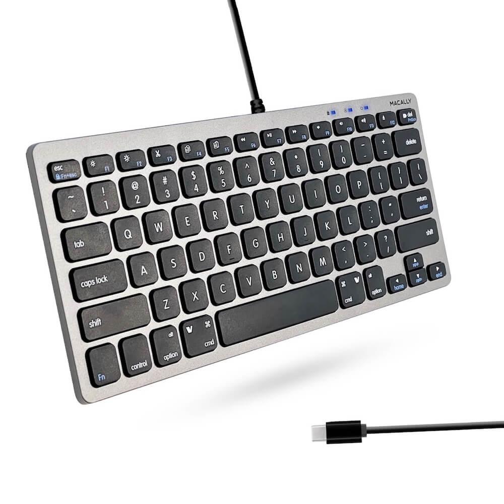 Компактна USB-C клавиатура за Mac и PC - Macally Compact USB-C Wired Keyboard US (тъмносив) | JAR Computers Компактна USB-C клавиатура за Mac и PC - Macally Compact USB-C Wired Keyboard US (тъмносив)