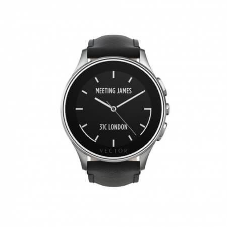 Луксозен Bluetooth тъч часовник за iOS и Android смартфони - Vector Luna Brushed Steel Black Padded Leather Small Fit (черна кожена каишка) | JAR Computers Луксозен Bluetooth тъч часовник за iOS и Android смартфони - Vector Luna Brushed Steel Black Padded Leather Small Fit (черна кожена каишка)