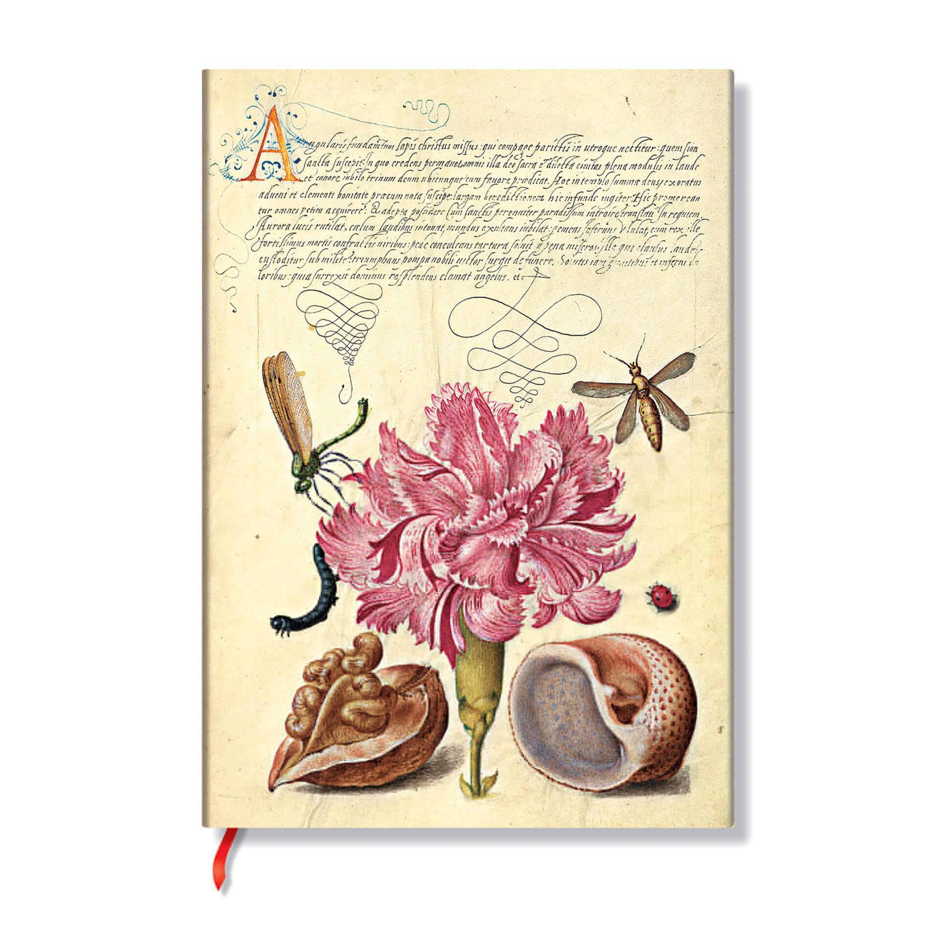 Paperblanks Тефтер Pink Carnation, Midi, широки редове, мека корица, 88 листа