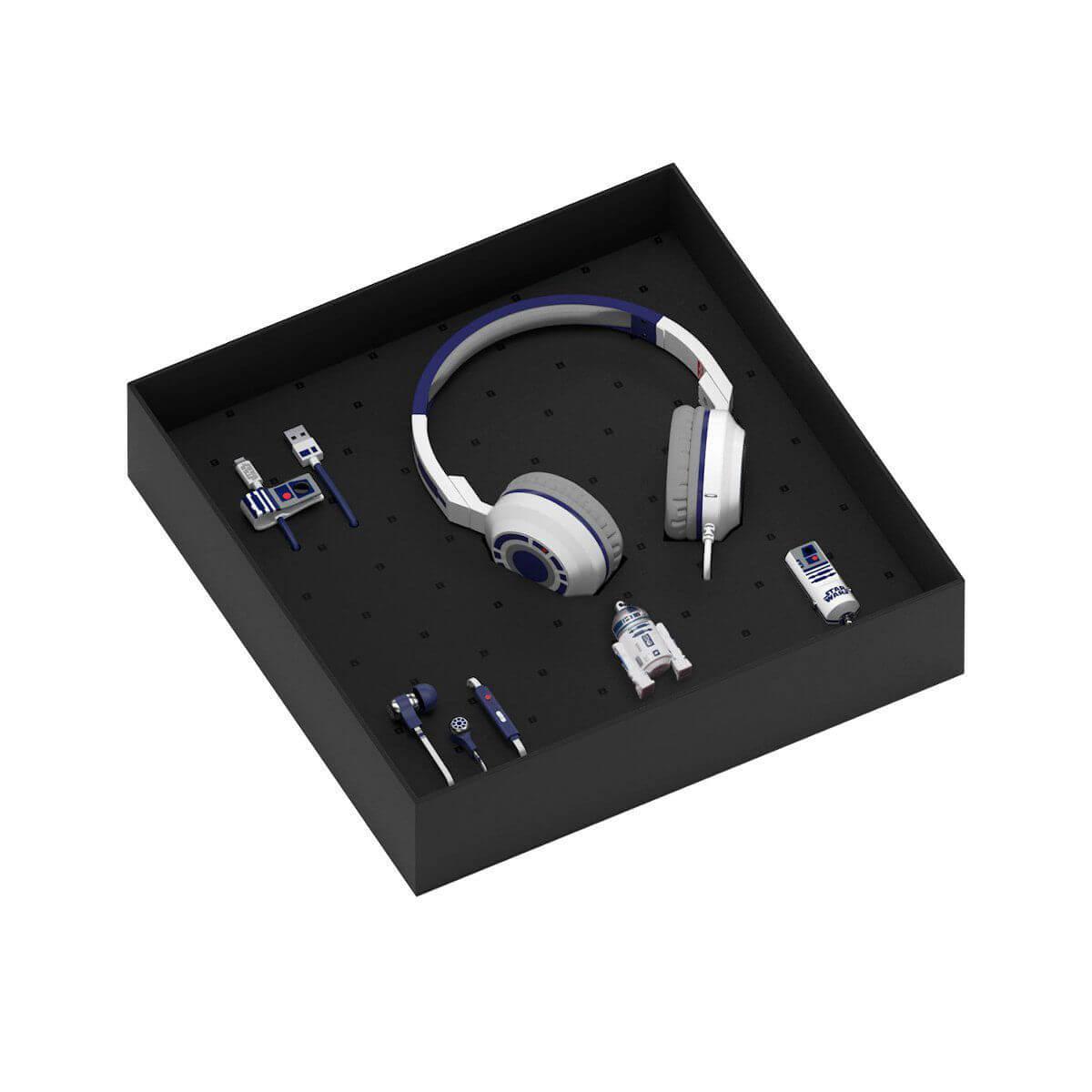 Tribe Star Wars R2D2 Giftbox- комплект On-Ear слушалки, In-Ear слушалки, зарядно за кола, 16GB USB флаш памет и Micro USB кабел за мобилни устройства | JAR Computers Tribe Star Wars R2D2 Giftbox- комплект On-Ear слушалки, In-Ear слушалки, зарядно за кола, 16GB USB флаш памет и Micro USB кабел за мобилни устройства