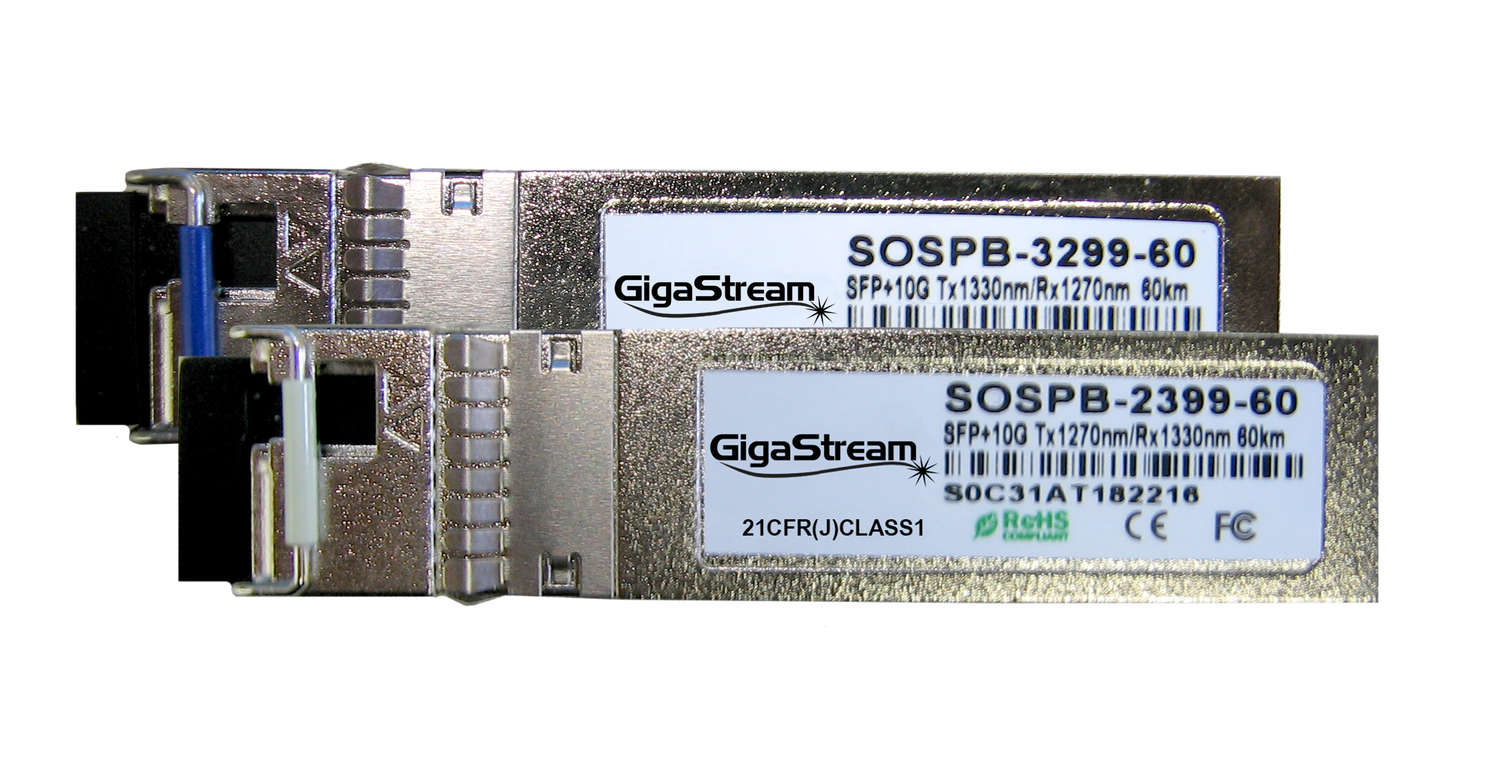 10G SFP+ МОДУЛИ КОМПЛЕКТ BIDI GigaStream SOSPB-3299-60 и SOSPB-2399-60 - 60km single-mode Transceiver with DDM | JAR Computers 10G SFP+ МОДУЛИ КОМПЛЕКТ BIDI GigaStream SOSPB-3299-60 и SOSPB-2399-60 - 60km single-mode Transceiver with DDM