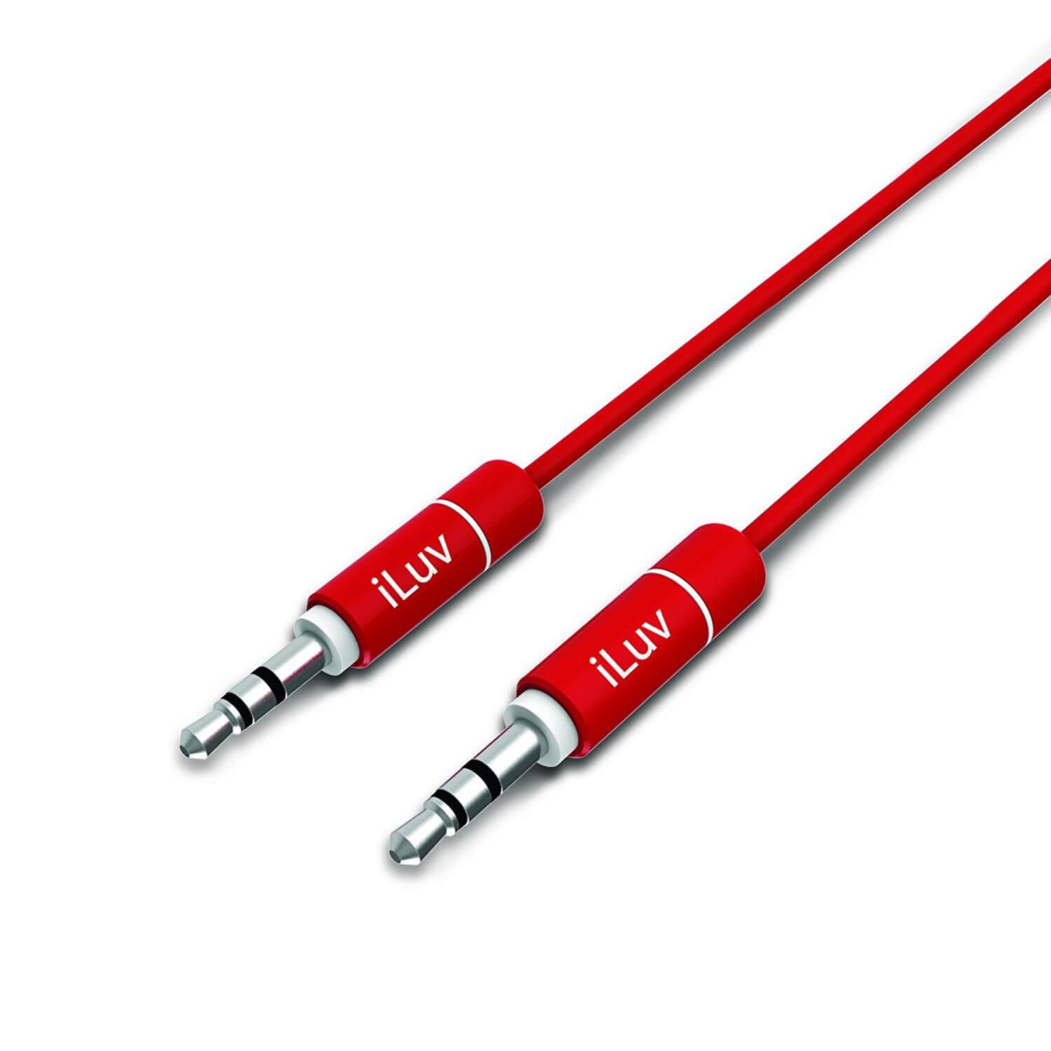 Качествен 3.5 мм. аудио кабел 90 см. - iLuv Premium Aux-In Audio Cable (червен) | JAR Computers Качествен 3.5 мм. аудио кабел 90 см. - iLuv Premium Aux-In Audio Cable (червен)