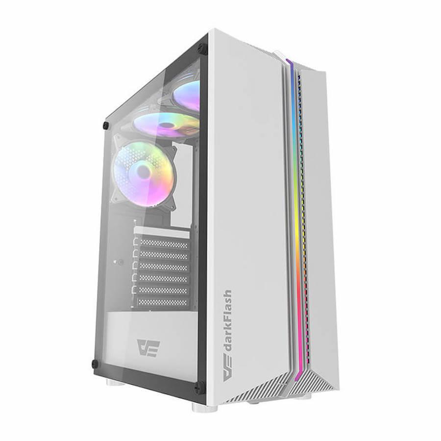 Кутия за компютър с 3 броя LED вентилатора - Darkflash Mid-Tower Computer Case With 3 LED Fans (бял) | JAR Computers Кутия за компютър с 3 броя LED вентилатора - Darkflash Mid-Tower Computer Case With 3 LED Fans (бял)