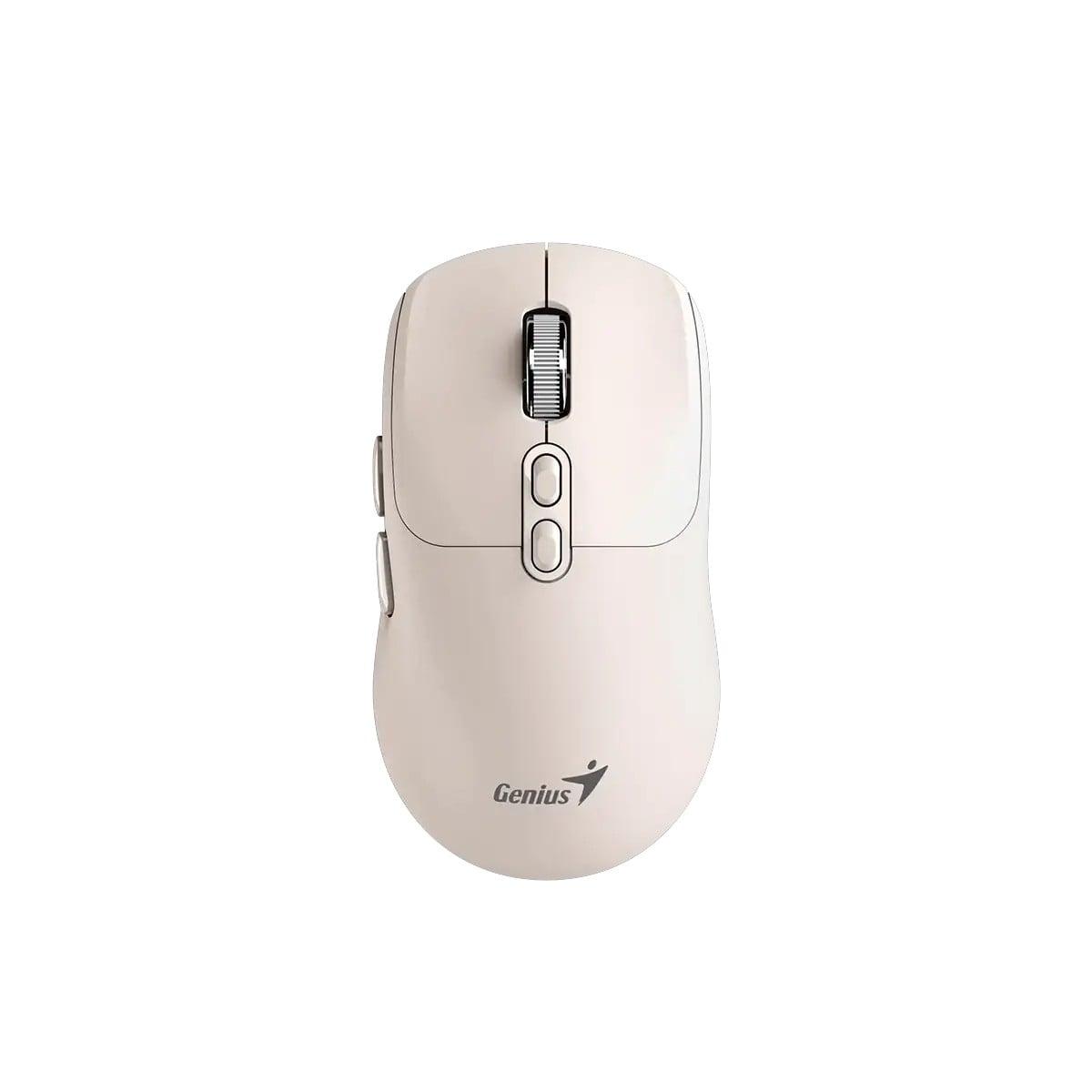 Мишка Genius NX-8080S, безжична, Bluetooth, Bluetooth/USB, 7 бутона, AA, бежова