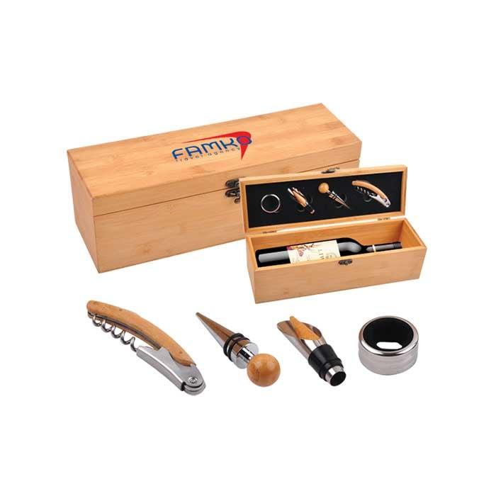 Office 1 Кутия за бутилка вино Vela, с аксесоари, дървена | JAR Computers Office 1 Кутия за бутилка вино Vela, с аксесоари, дървена