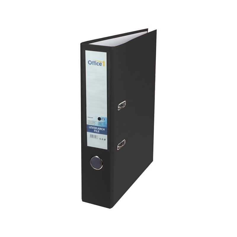 Office 1 Superstore Класьор, 8 cm, PVC, без метален кант, черен