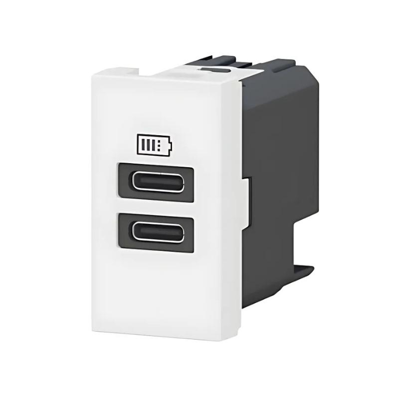 Розетка 2x USB тип C+C 15W 3A 1М Бял Mosaic | JAR Computers Розетка 2x USB тип C+C 15W 3A 1М Бял Mosaic