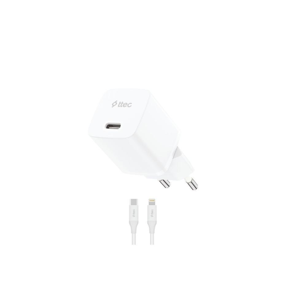 ttec SmartCharger GAN 20W PD Travel Fast Charger + USB-C - Lightning Cable 150cm White (2SCG20LB) (TTEC2SCG20LB) | JAR Computers ttec SmartCharger GAN 20W PD Travel Fast Charger + USB-C - Lightning Cable 150cm White (2SCG20LB) (TTEC2SCG20LB)