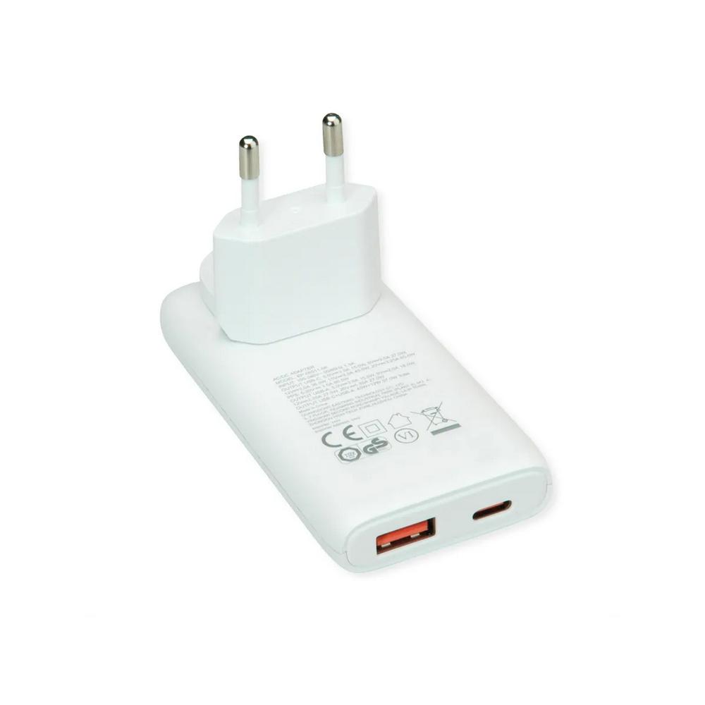 VALUE 19.99.1112 :: USB зарядно у-во, 2 порта, Type C+ USB A, EU/US Plug, 65W | JAR Computers VALUE 19.99.1112 :: USB зарядно у-во, 2 порта, Type C+ USB A, EU/US Plug, 65W