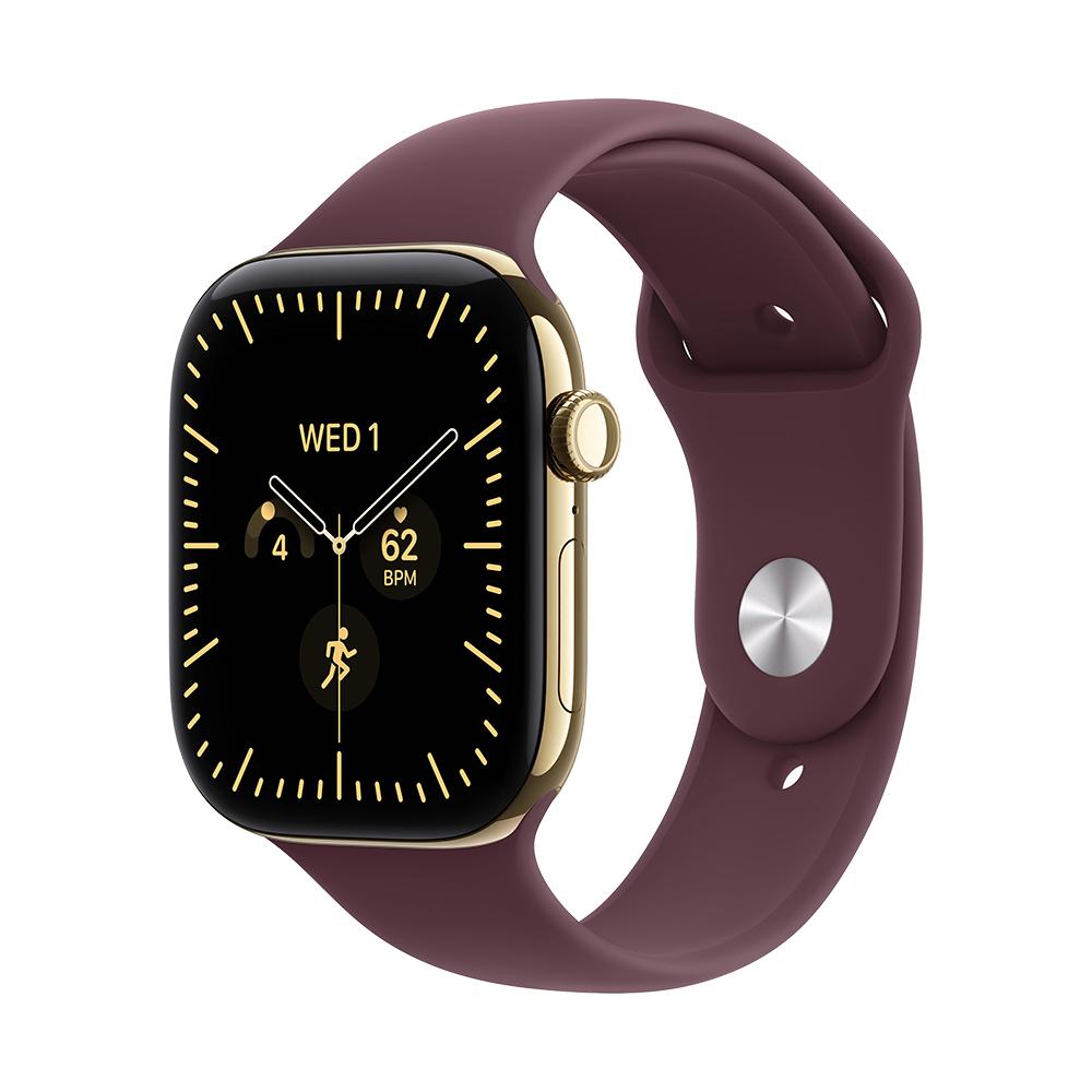 Apple Watch S12 Cellular 46mm Radiant Gold Titanium Case with Burgundy Sport Band - S/M | JAR Computers Apple Watch S12 Cellular 46mm Radiant Gold Titanium Case with Burgundy Sport Band - S/M