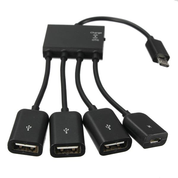 Хъб с 3 USB порта и microUSB конектор за зареждане - 4-в-1 microUSB Hub | JAR Computers Хъб с 3 USB порта и microUSB конектор за зареждане - 4-в-1 microUSB Hub
