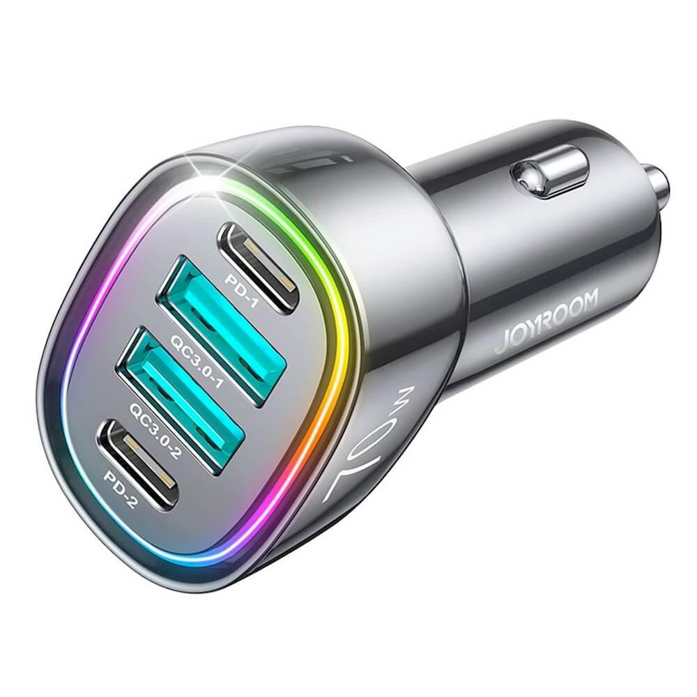 Joyroom Four Port Quick Car Charger 70W - зарядно за кола с 2xUSB-C и 2xUSB-A изходи с технология за бързо зареждане (тъмносив)