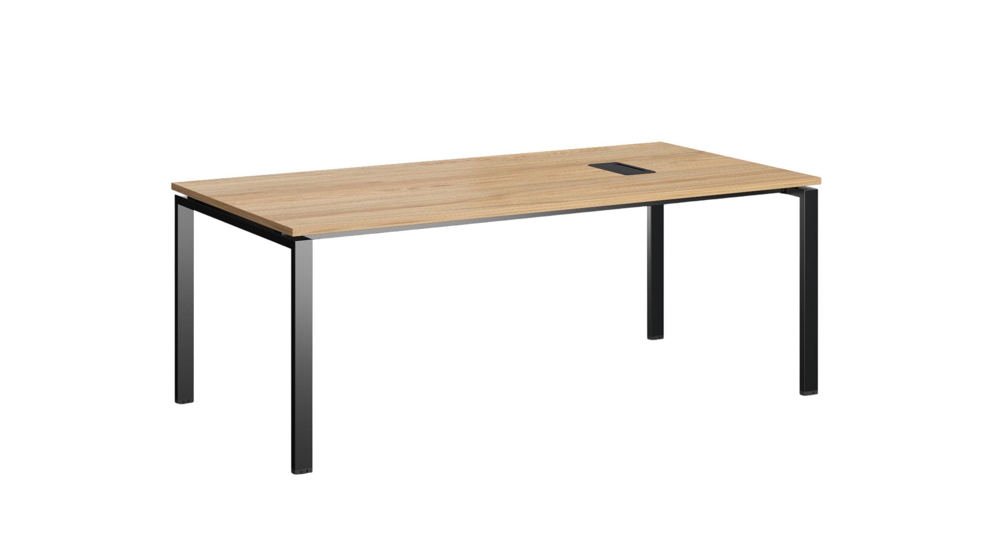 Заседателна маса RFG Monaco, 2000 х 1000 х 750 mm, ПДЧ 25 mm, плот бряст, черни метални крака