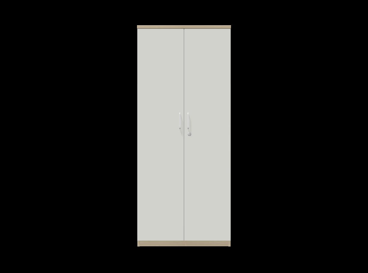 Двукрилен гардероб Easy Space D2, 800х445х1895мм, ПДЧ 25 мм, бяла метална дръжка, бял и акация | JAR Computers Двукрилен гардероб Easy Space D2, 800х445х1895мм, ПДЧ 25 мм, бяла метална дръжка, бял и акация